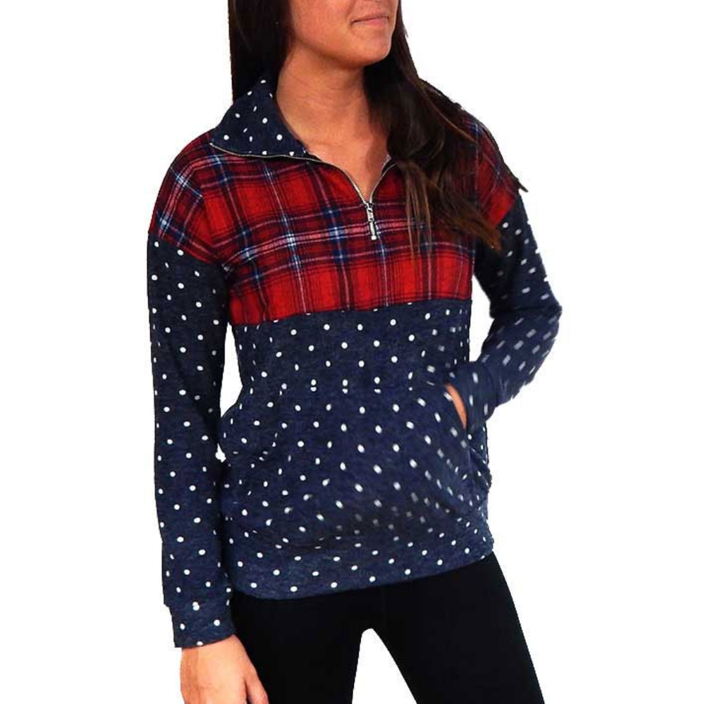 Plaid & Dots Pullover